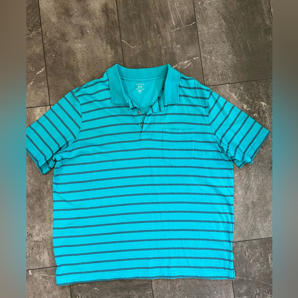 George Men's Blue Striped Polo Shirt 2xl/2xg